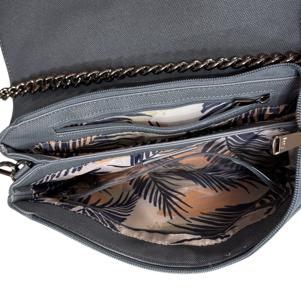 Lug Huddle Matte Luxe Shoulder Bag Slate Blue Quilted Multipocket Faux Leather - Picture 6 of 13